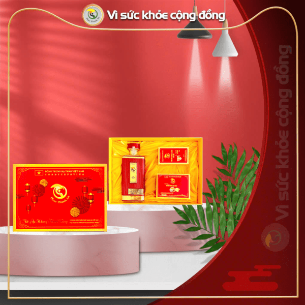 Hộp quà tết đỏ 1 chai rượu + 1 hộp sợi + 1 hộp bánh PTA02
