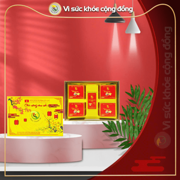 Hộp quà tết đỏ 1 hộp sợi + 4 hộp bánh PTA04